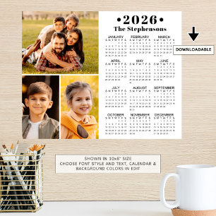 2026 Kalender 3 Fotocollage Gepersonaliseerd Poste Poster
