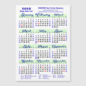 2026 Kalender Blauw Script Eenvoudig Zakelijk Magn (Voorkant)