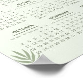 2026 Kalender Boho Bloemig Esthetisch Saliegroen Poster (Hoek)