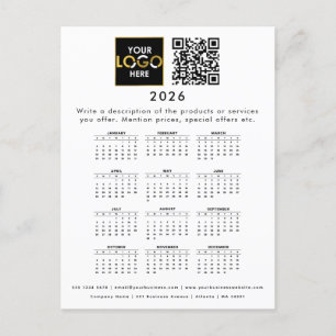2026 Kalender Business Logo Contactgegevens QR-cod Briefkaart