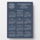 2026 Kalender Business Logo Text Navy Blue Desktop Fotoplaat (voorkant)