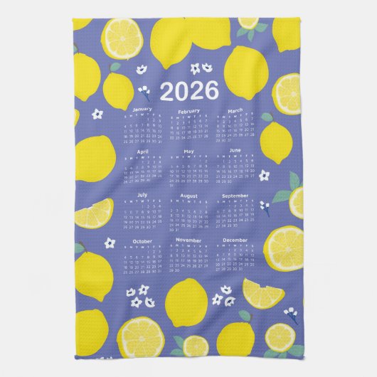 2026 Kalender Citrus Citrus Citroenpatroon Theedoek (Verticaal)