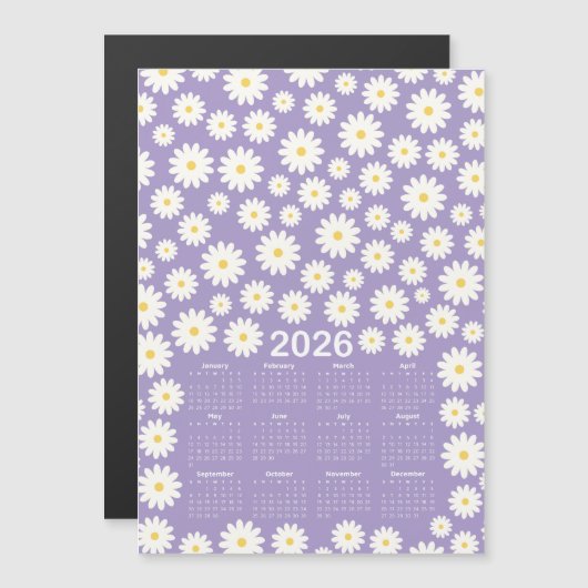 2026 Kalender Daisy Flower Pattern (Voorkant / Achterkant)