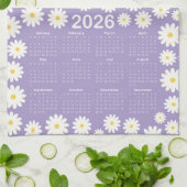 2026 Kalender Daisy Flower Pattern Theedoek (Gevouwen)