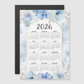2026 Kalender Elegante Blauwe Bloementuin (Voorkant / Achterkant)