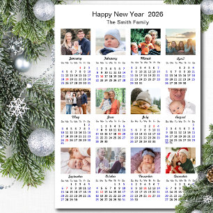 2026 Kalender Familie 12 Foto Collage Minimalist