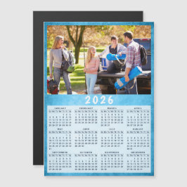 2026 Kalender Familie Foto Blauwe Koelkast Magnet