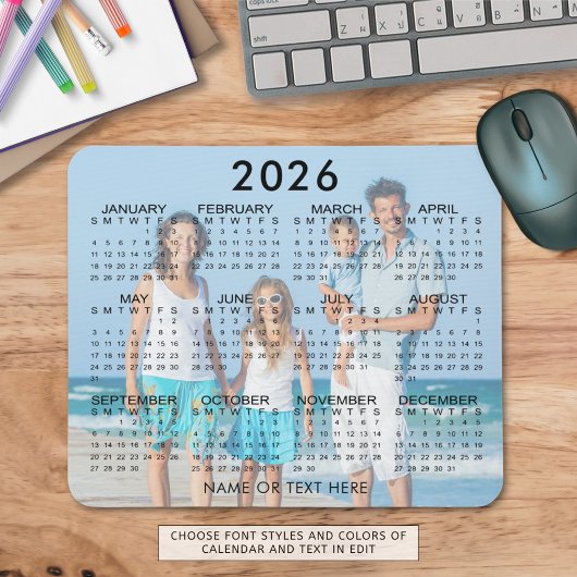 2026 Kalender Foto Overlay Aangepast Muismat