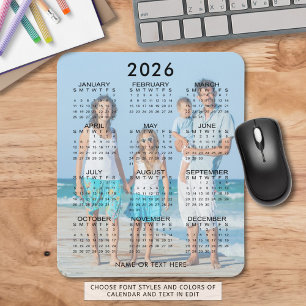 2026 Kalender Fototekst Aangepast Muismat