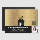 2026 Kalender Goud Realtor Foto QR Code Magnet (Voorkant / Achterkant)