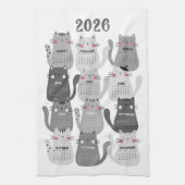 2026 Kalender grijze katten Theedoek (Verticaal)