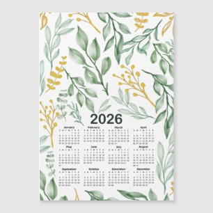 2026 Kalender Groene Bladeren & Gouden Gele Bloeme