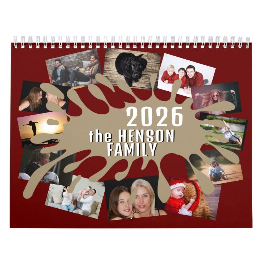 2026 Kalender Kleur Splash Aangepaste Fotocollage (Hoes)