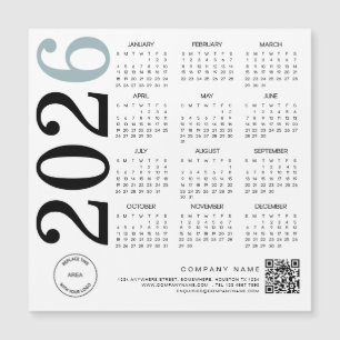 2026 Kalender Logo QR Code Blauw Zwart Zakelijk