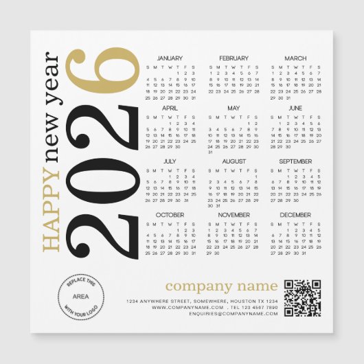 2026 Kalender Logo QR Code Gelukkig Nieuwjaar (Voorkant)