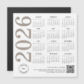 2026 Kalender Logo QR Code Neutral Taupe Business (Voorkant / Achterkant)