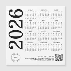 2026 Kalender Logo QR Code Zwart-wit Zakelijk