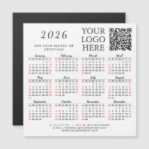 2026 Kalender Magnet Business QR Code Bedrijf Logo