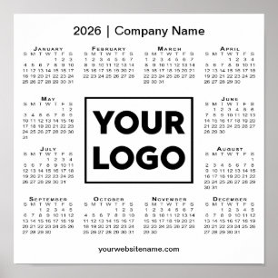 2026 Kalender met Bedrijf Logo en Naam Poster