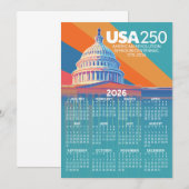 2026 Kalender met USA 250 Capital America Kaart (Voorkant / Achterkant)