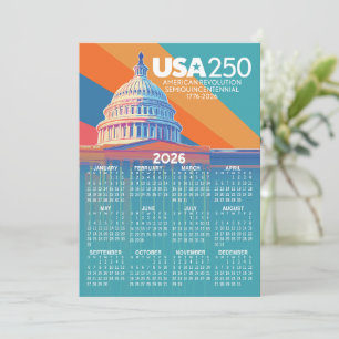 2026 Kalender met USA 250 Capital America Kaart