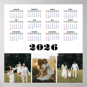 2026 Kalender met witte achtergrond  Poster