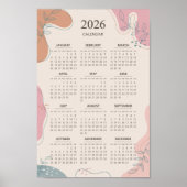 2026 Kalender Mid Century Abstract Boho Esthetisch Poster (Voorkant)
