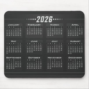 2026 Kalender Modern Zwart Wit Muismat