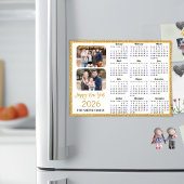 2026 Kalender Moderne Gouden Glitter 2 Foto Magnet