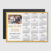 2026 Kalender Moderne Gouden Glitter Foto Magnetis (Voorkant / Achterkant)