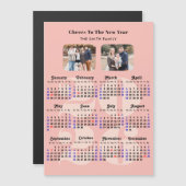 2026 Kalender Nieuwjaar Elegant Roze Magnetisch (Voorkant / Achterkant)