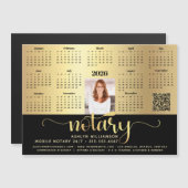 2026 Kalender Notaris Zwart Goud QR Code Magnet (Voorkant / Achterkant)