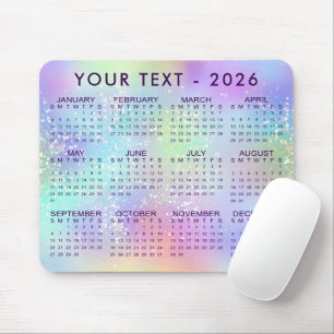 2026 Kalender Rainbow Glitter Paarse of Custom Muismat