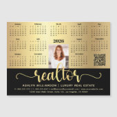 2026 Kalender Realtor Zwart Goud QR Code Magnet (Voorkant)