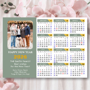 2026 Kalender Sage Groen Minimalistische Foto Magn