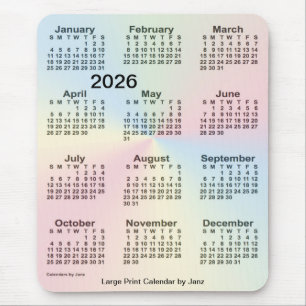 2026 Kalender van de Druk van de Wolk van de Muismat