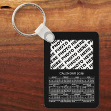 2026 Kalender Voeg 2 foto's toe Metalen Sleutelhan
