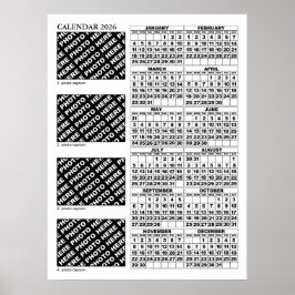 2026 Kalender Voeg 4 foto's toe Poster 24x32in