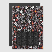 2026 Kalender Whimsical Floral & Butterfly Black (Voorkant / Achterkant)