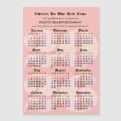 2026 Kalender Zakelijk Roze Minimalistische Magnet (Voorkant)