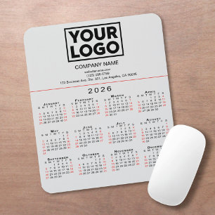 2026 Kalender Zakelijke Logo en tekst op grijs Muismat