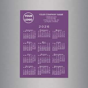 2026 Kalender Zakelijke Logo Tekst Paarse magneet