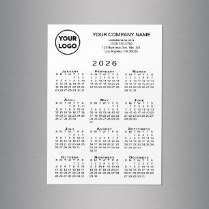 2026 Kalender Zakelijke Logo Tekst Witte Magneet K