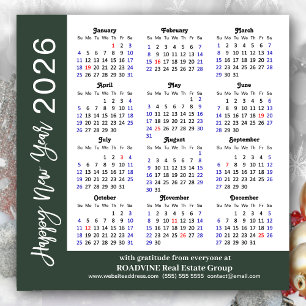 2026 Kalender Zwart Wit Corporate Magnetische Kaar
