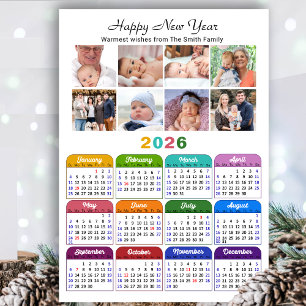 2026 Kalenderfamilie 8 Fotocollage Magnetisch