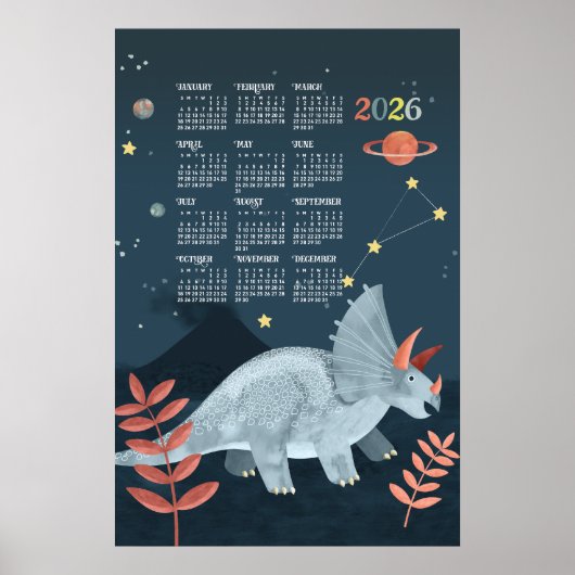 2026 kalenderposter Triceratops  Poster (Voorkant)