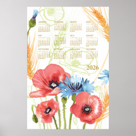 2026 kalenderposter waterverf poppy poster