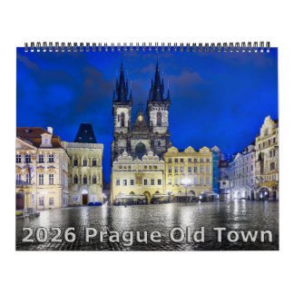 2026 Kalenders van Praag Oude Stad 's Nachts Kalender
