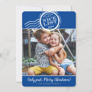2026 KERSTFOTO grappige fijne lijst stempel blauw Feestdagenkaart