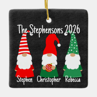 2026 Kerstkabouters Schattige Familie 3 Kinderen V Keramisch Ornament